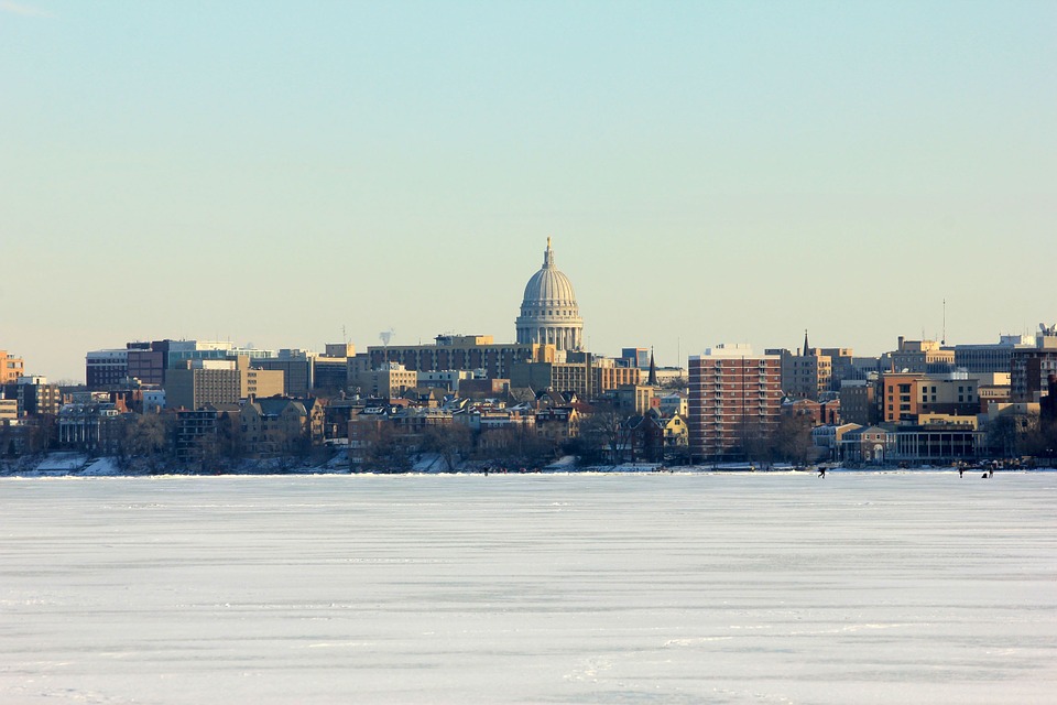 Madison, Wisconsin, skyline in the winter