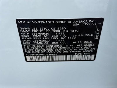 2026 Volkswagen Atlas 2.0T SEL