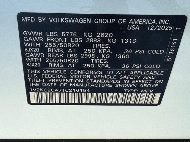 2026 Volkswagen Atlas Cross Sport 2.0T SE w/Technology