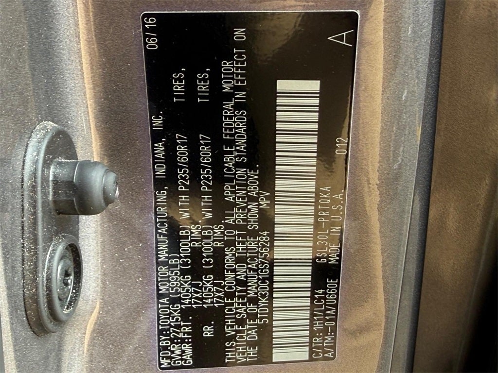 2016 Toyota Sienna L 7 Passenger