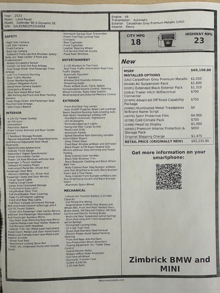 2023 Land Rover Defender 90 X-Dynamic SE
