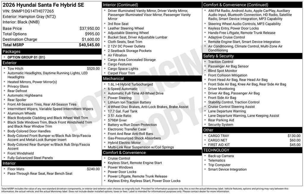 2026 Hyundai Santa Fe Hybrid SE