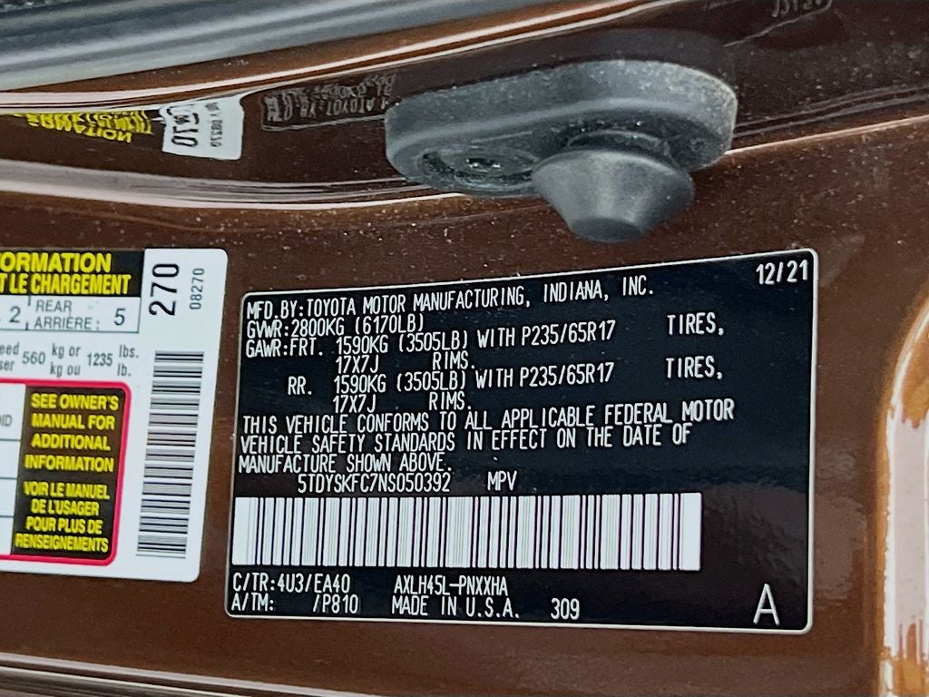 2022 Toyota Sienna XLE 7 Passenger
