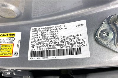 2026 Honda Accord SE