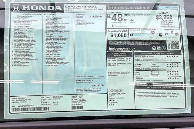 2026 Honda Accord Hybrid EX-L