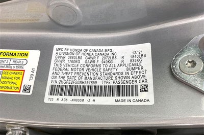 2022 Honda Civic Sport