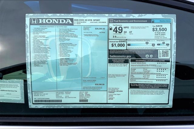 2026 Honda Civic Hybrid Sport