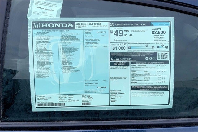 2026 Honda Civic Hybrid Sport Touring