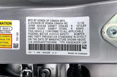 2026 Honda Civic Hybrid Sport