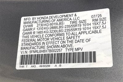 2026 Honda Odyssey Touring