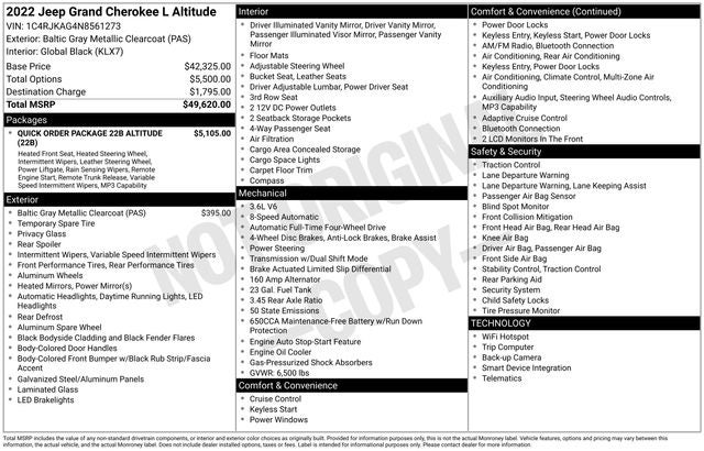 2022 Jeep Grand Cherokee L Altitude