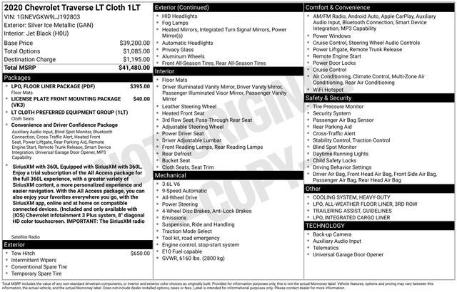 2020 Chevrolet Traverse LT 1LT