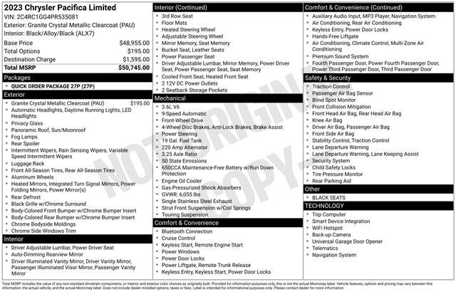 2023 Chrysler Pacifica Limited