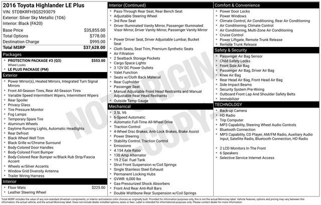 2016 Toyota Highlander LE Plus V6