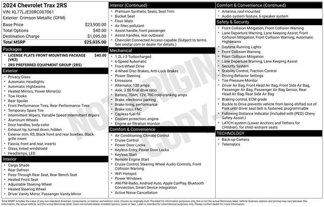 2024 Chevrolet Trax 2RS