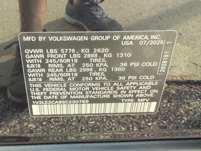 2025 Volkswagen Atlas Cross Sport 2.0T SE