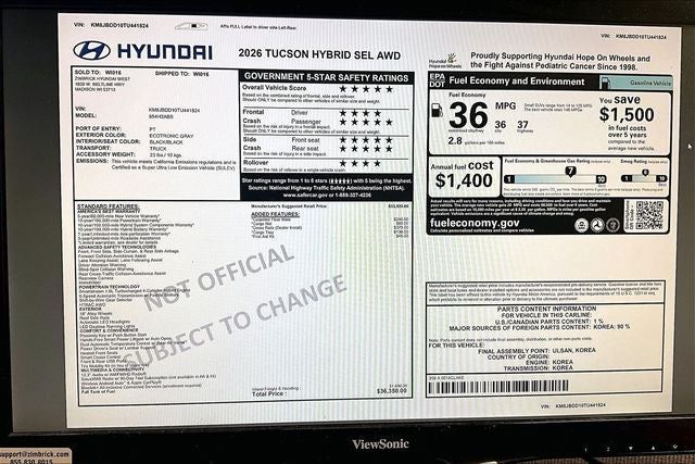 2026 Hyundai Tucson Hybrid SEL AWD