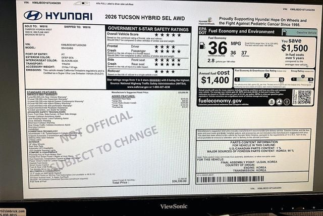 2026 Hyundai Tucson Hybrid SEL AWD