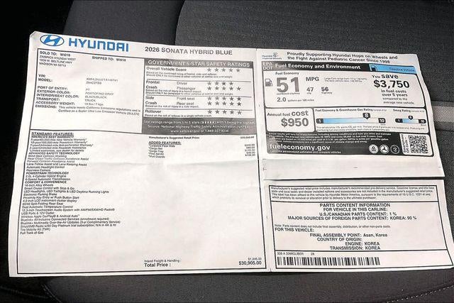 2026 Hyundai Sonata Hybrid Blue
