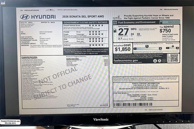 2026 Hyundai Sonata SEL Sport