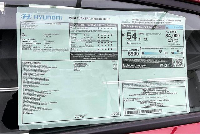 2026 Hyundai Elantra Hybrid Blue