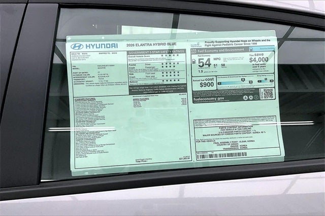 2026 Hyundai Elantra Hybrid Blue