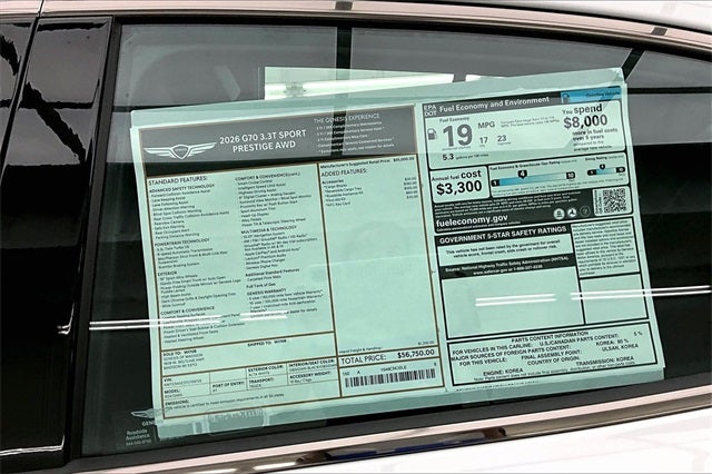 2026 Genesis G70 3.3T SPORT PRESTIGE